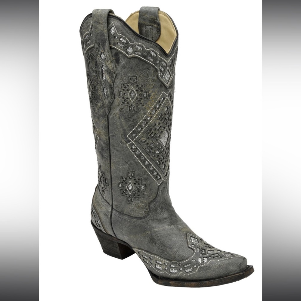 Corral Ladies Black and Silver Glitter Inlay Boots - Picture 5 of 5